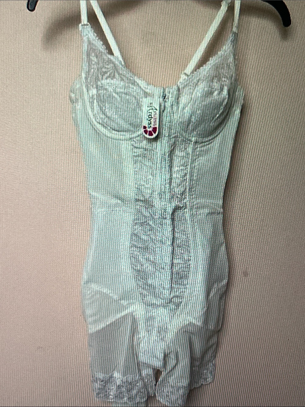 Light Mint Seamless Shapewear Bodysuit with Lace Trim